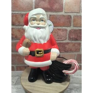 Santa Claus Hobby Ceramic Mold Figure Christmas Holiday Candy Cane Holder 10"